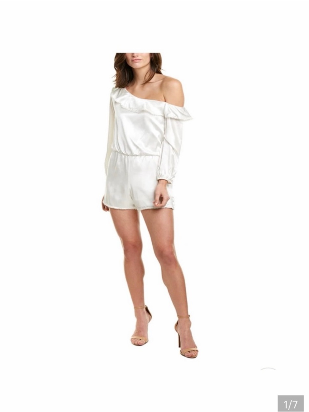 Karina Grimaldi Cream One Shoulder Dress 100% Silk